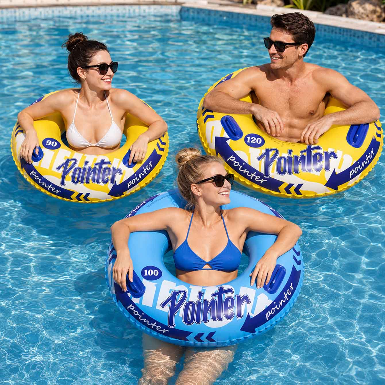 Pool Float Ring Inflatable - 1 adet şişme yüzme simidi kulplu